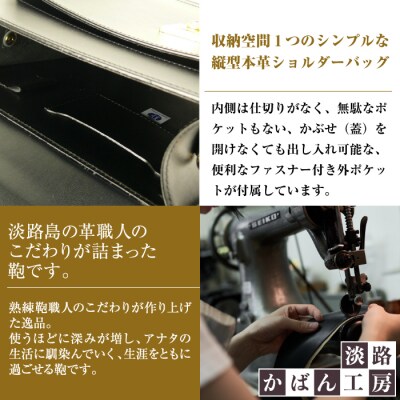 本革仕様のB5縦型収納ショルダーバッグ【ビートルショルダー】(ブラック)　ay10292