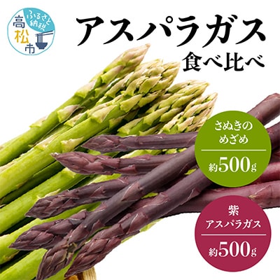 【先行受付2025年】アスパラガス食べ比べ(紫500gとさぬきのめざめ500g)　約1kg