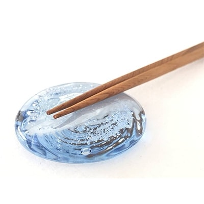 【Aji Glass】　箸置き　くぼみ　泡　2個セット　(GIFT BOX付)