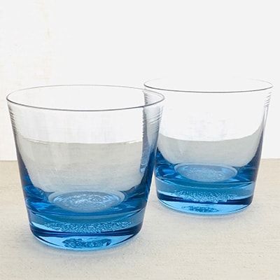 【Aji Glass】　ロックグラス　みなも　2個セット　(GIFT BOX付)