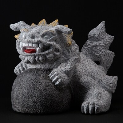 [庵治 石獅子] 狛サー 1体(作:平田 正明)【庵治石産地の職人彫りおろしの一点物】