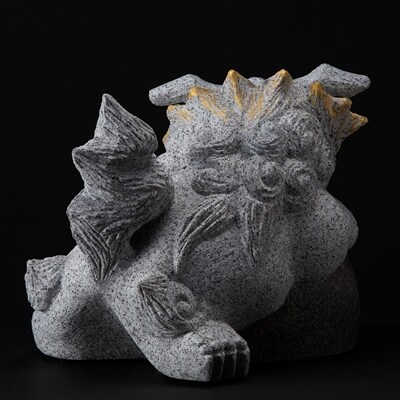[庵治 石獅子] 狛サー 1体(作:平田 正明)【庵治石産地の職人彫りおろしの一点物】