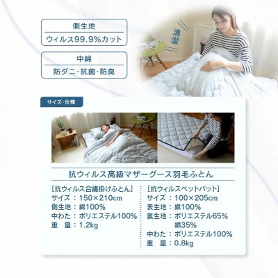 抗ウィルスふとんセット　抗ウィルス合繊掛けふとん+抗ウィルス敷きパット