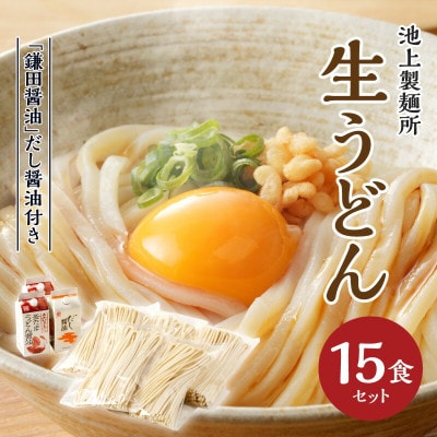 本家　池上製麺所　さぬきうどん 15食 (釜たまうどん醤油&鎌田だし醤油付き)