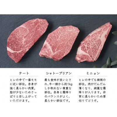 A5等級オリーブ牛　シャトーブリアン・ヒレステーキ食べくらべセット