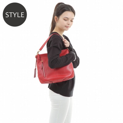 オリーブレザー2WAYショルダーバッグ　color:レッド