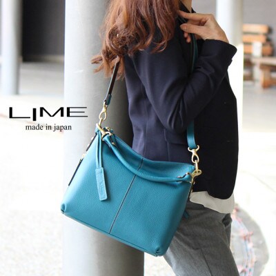 LIME(ライム)　本革　2wayショルダーバッグ　color:ネイビー