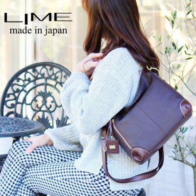 LIME(ライム)　シルクレザー　2wayショルダーバッグ　color:チョコ