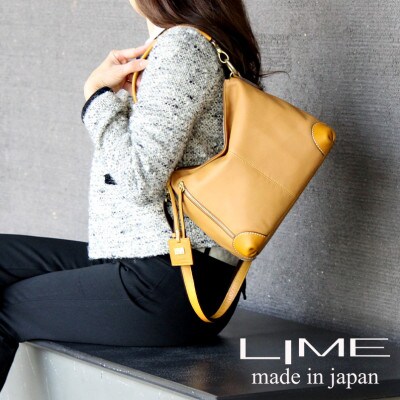 LIME(ライム)　シルクレザー　2wayショルダーバッグ　color:キャメル