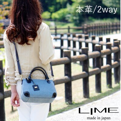 LIME(ライム)　デニムレザー　2wayミニボストンバッグ　color:ネイビー