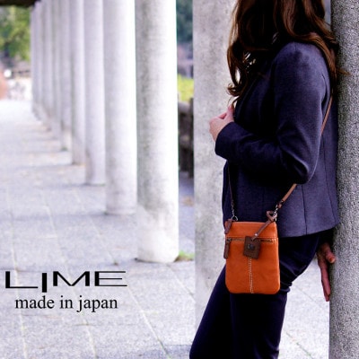 LIME(ライム)　ヌメ革ミニショルダーバッグ　color:キャメル