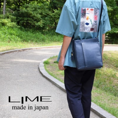 LIME(ライム)軽量エンボスレザー 縦型ショルダー L [L-9074]　color:ネイビー