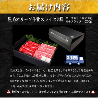 ステーキハウス一牛 黒毛オリーブ牛牝ローススライス250g×1・モモスライス250g×1
