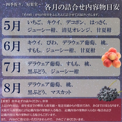 【毎月定期便】旬を見極めた、厳選フルーツ詰合せ定期便【満足コース】(3～5品種)全12回