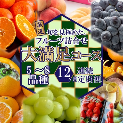 【毎月定期便】旬を見極めた厳選フルーツ詰合せ【大満足コース】(5～8品種)全12回