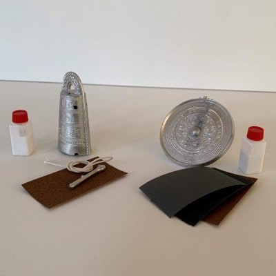 古代遺物の研磨体験キット(三角縁神獣鏡、銅鐸セット)