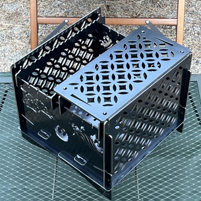 3WAY焚火BOX和柄スタンダードセット(五徳4本付属)+ グリル鉄板S4.5ミリ厚(オプション品)