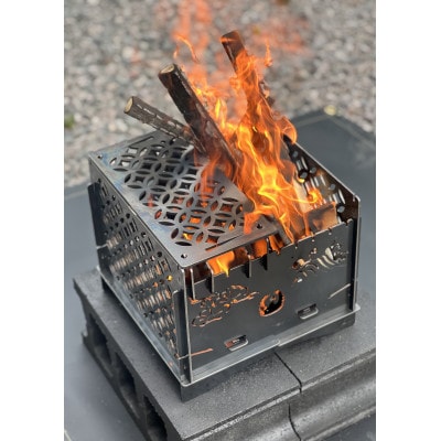 3WAY焚火BOX和柄スタンダードセット(五徳4本付属)+ グリル鉄板S4.5ミリ厚(オプション品)