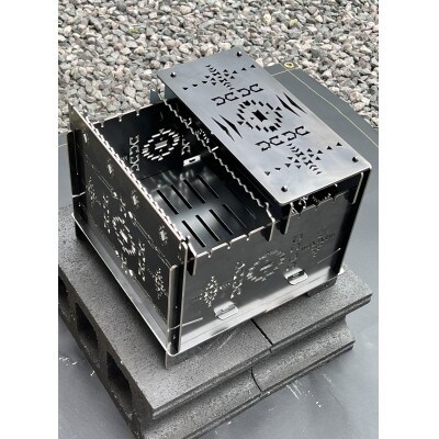 3WAY焚火BOXオルテガ柄スタンダードセット(五徳M×2,S×2付属)+　グリル鉄板S4.5ミリ厚
