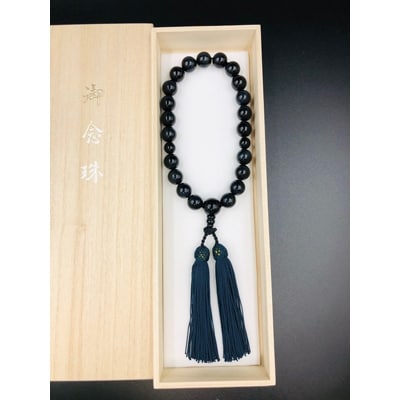 お念珠ホークスアイ桐箱入り(男性用)