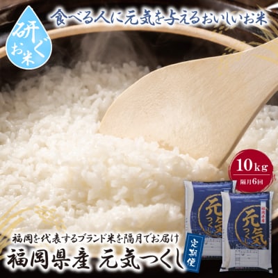 寄附額改定↓↓ 研ぐお米 福岡県産・元気つくし10kg定期便(隔月・年6回)