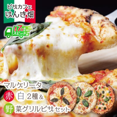 寄附額改定↓↓ げんき畑 ピザ 3枚セット＜(赤・白)&野菜グリルピザ＞