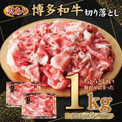 寄附額改定↓↓ 【訳あり】博多和牛　切り落とし1kg (500g×2パック)