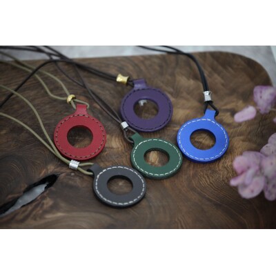 レザーグラスホルダー(ステッチ有)紫
