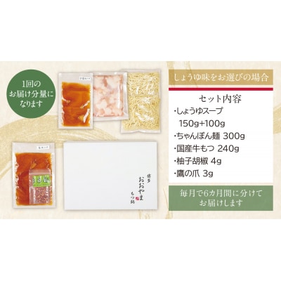 寄附額改定↓↓ 【定期便6ヶ月】博多もつ鍋おおやまもつ鍋しょうゆ味2人前