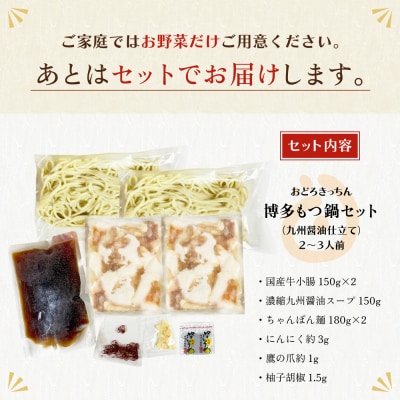 寄附額改定↓↓ おどろきっちん 博多もつ鍋セット(九州醤油仕立て)2～3人前