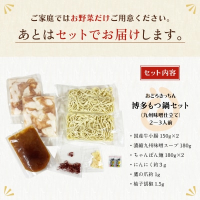 寄附額改定↓↓ おどろきっちん 博多もつ鍋セット(九州味噌仕立て)2～3人前