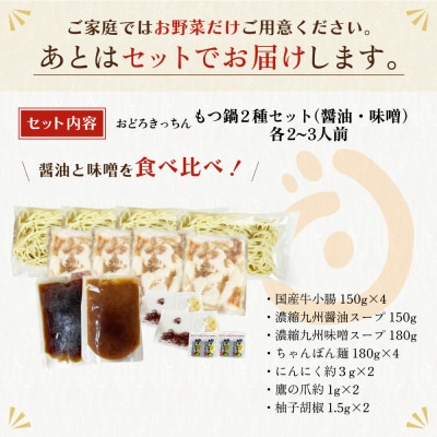 寄附額改定↓↓ おどろきっちん もつ鍋2種セット(醤油・味噌) 各2～3人前