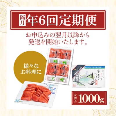 寄附額改定↓↓ 【定期便】辛子明太子　大吟醸辛口「頂」大切子1kg(隔月・年6回)