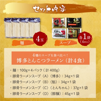寄附額改定↓↓  博多とんこつラーメン4食