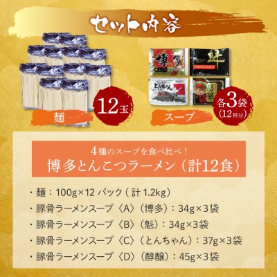 寄附額改定↓↓ 博多とんこつラーメン12食