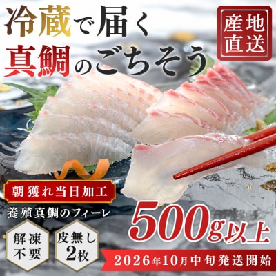 【先行受付】 朝獲れ 真鯛 フィーレ 皮なし 500g以上 刺身 冷蔵 養殖 たい タイ マダイ