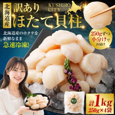 【訳あり】北海道産 ほたて貝柱 250g×4袋 1kg ふるさと納税 帆立 F4F-8905