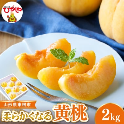 【2026年産】 東根市産黄桃　秀品 柔らかくなる桃 約2kg ベジフルひがしね hi104-010