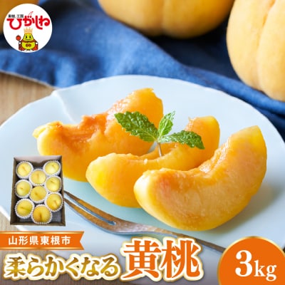 【2026年産】 東根市産黄桃　秀品 柔らかくなる桃 約3kg ベジフルひがしね hi104-011