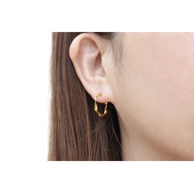 K18 ねじり地金フープピアス 05419【s】