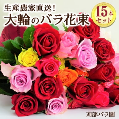 生産農家直送!大輪のバラ花束15本セット | 15本 植物 花 華 お花 フラワー _AL03