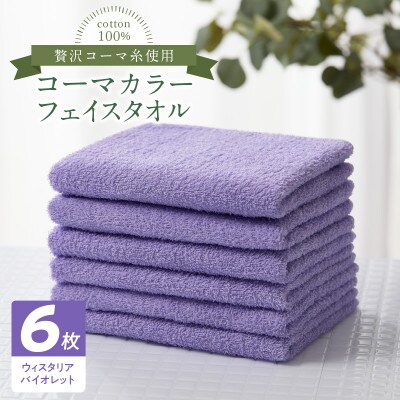 コーマカラーフェイスタオル6枚セット(ウィスタリアバイオレット)泉州タオル 010B1658
