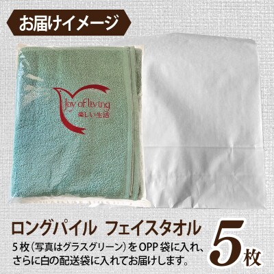 ロングパイルフェイスタオル5枚セット(パールホワイト) 泉州タオル 015B528