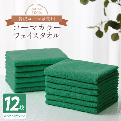 コーマカラーフェイスタオル12枚セット(スペクトルグリーン)泉州タオル 020C556