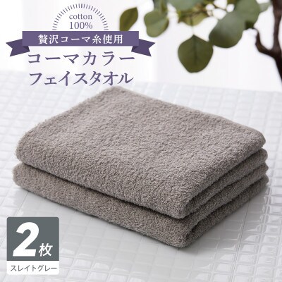 コーマカラーフェイスタオル 2枚(スレイトグレー) 泉州タオル 005A615