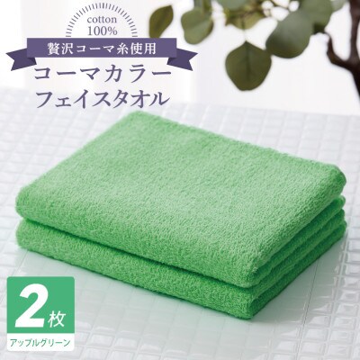 コーマカラーフェイスタオル 2枚(アップルグリーン) 泉州タオル 005A629