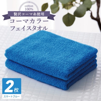 コーマカラーフェイスタオル 2枚(スマートブルー) 泉州タオル 005A633