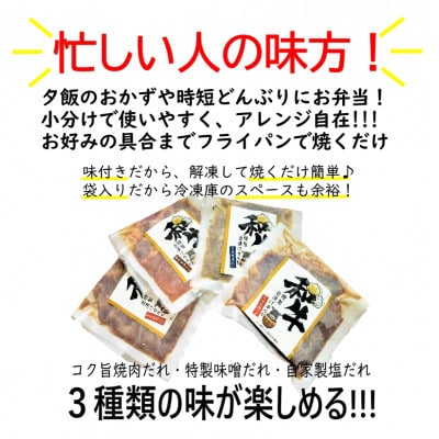 【2023年3月上旬発送】日本料理屋の牛カルビ 醤油 塩 味噌 3種6人前セット 015B083