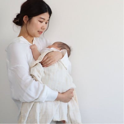 【eclat bebe】泉州南部織/4重ガーゼマルチケット-Sサイズ-(BeWh) G1909