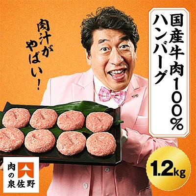 【2023年4月中旬発送】国産牛肉100% ハンバーグ 1.2kg 150g×8 010B258